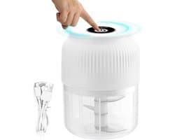 Elektrische Keukenmachine - Mini Hakmolen - Snel Ingrediënten Snijden - Draadloos Oplaadbaar - 300ml - Wit