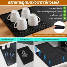 2-in-1 drip mat met rand, 60 x 40 cm, siliconen pad voor koffiezetapparaat, hittebestendig, antislip en eenvoudig schoon te maken, inclusief 4 siliconen onderzetters — thumbnail 4