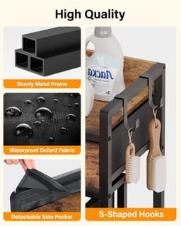 Wasmand Organizer - Waskarre met Wielen - Sorteren en Opslaan - Met Plank en Laden - 138 Liter — thumbnail 5