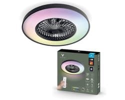 Varin® Plafondventilator met verlichting - Zwart - Tuya Wifi - LED RGBW - Ø 60cm - Super stil - Afstandsbediening smart lamp - Plafondlamp slaapkamer - Plafonniere woonkamer - Plafondlampen - Plafond lamp - Verlichting kinderkamer - Ventilator — afbeelding 1