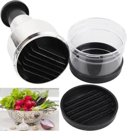 Handmatige Hakmolen - RVS - Ui en Knoflook Snijder - Hakker met Drukknop - RVS Groentesnijder - Keukenhulp voor Uien, Groenten & Kruiden - Vaatwasserbestendig - Handmatige Food Processor - Zilver/Zwart — thumbnail 1