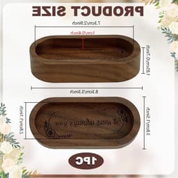Walnoten Houten Ringhouder - Kleine Platter voor Sieraden, Trouwringen en Cadeaus - Ellipsvormig, 8.2x3.7 cm, Perfect voor Verjaardagen en Jubilea — thumbnail 3