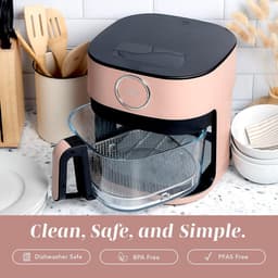 Luchtfriteuse Glazen Mand - Heteluchtfriteuse Airfryer - Snel en Gezond Koken - Vaatwasmachinebestendige Mand - 5.5 Qt - Rouge — thumbnail 4