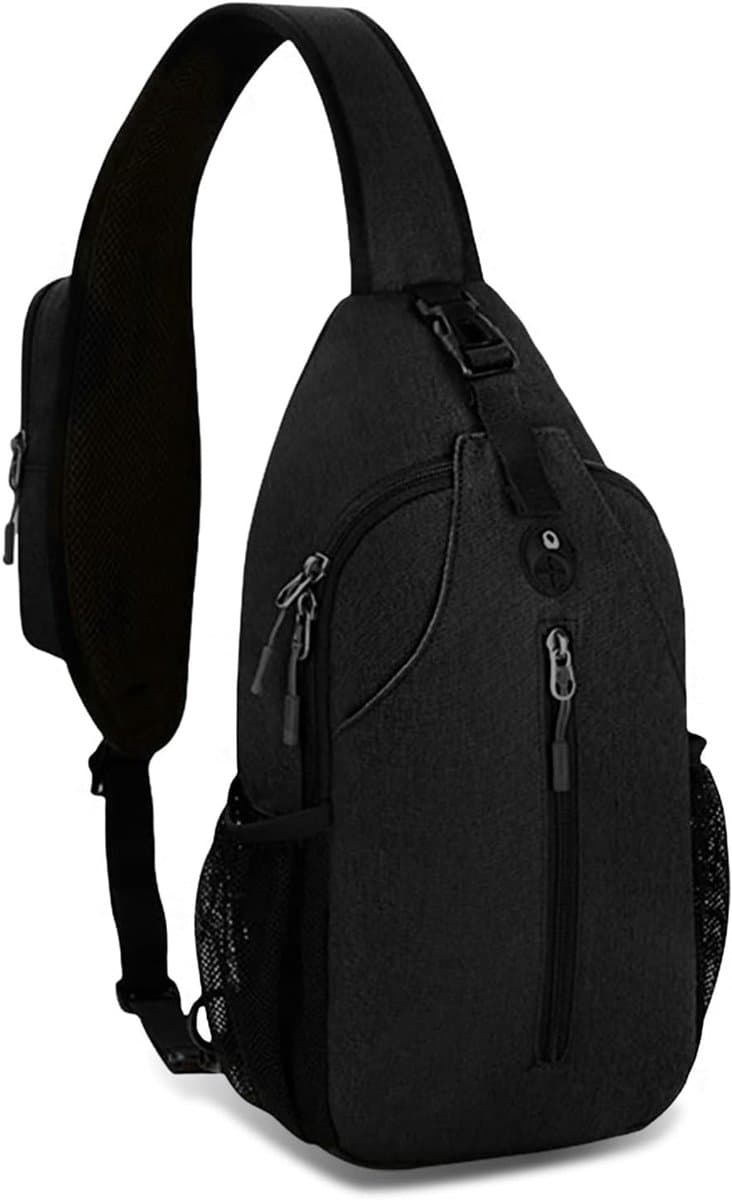Multifunctionele Sling Backpack voor Hiken, Reizen en Klimmen, Compacte Schoudertas met Opening voor Koptelefoon, Ideaal voor Mannen — afbeelding 1