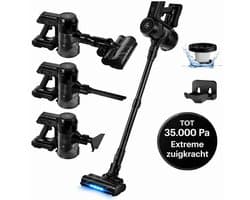 AG Steelstofzuiger Draadloos - Stofzuiger Zonder Zak - Geschikt voor Dierenharen - Krachtig - Kruimeldief - Draadloze Stofzuigers - Steelstofzuigers - Kruimelzuiger - Compact & Licht - LED verlichting Zuigmond - Black Titanium