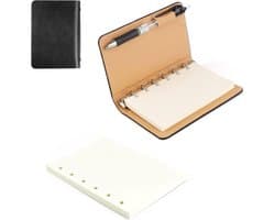 Mini Notitieboek A7 voor Onderweg - Leer Notitieboek, Ringboek en Herbruikbare Bladen voor School en Kantoor, Ideaal voor Schrijven en Tekenen