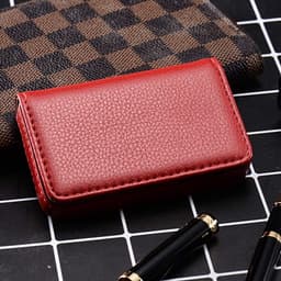 Elegante PU Leren Visitekaart Houder voor Mannen en Vrouwen - Perfect Cadeau voor Vrienden, Compact en Stijlvol, Rood, 102mm x 65mm x 18mm — thumbnail 5