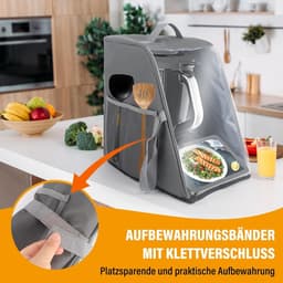 Stofhoes Keukenmachine - Beschermhoes Robot - Keuken Netjes Houden - Met Handgreep - 32 x 273 x 48 cm - Grijs — thumbnail 4