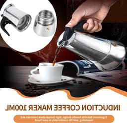 Dailygoody - Roestvrij staal Moka Pot - Koffiezetapparaat - Ergonomisch handvat - 100ml - Duurzaam ontwerp - Geschikt voor thuis en kantoor - Mokka Pot — thumbnail 2