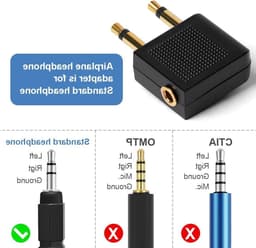 Allecto plus - Vliegtuigadapter 2 stuks voor koptelefoon - Verguld - Universele 3.5 mm adapter - Vliegtuighoofdtelefoon - Multimediasystemen — thumbnail 5