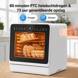 Novari Mini vaatwasser - Vrijstaande afwasmachine - Kleine compacte aanrechtvaatwasser - 8 programma's - 42,5x42,8x45,8 cm — thumbnail 7