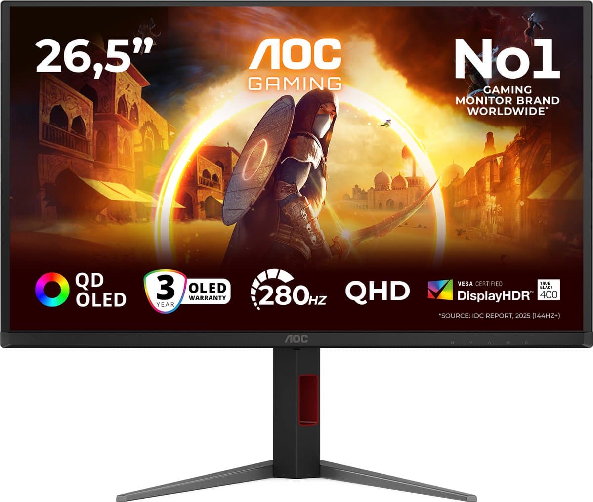 AOC G4 Q27G4ZD - QHD OLED Monitor - HDMI 2.1 - USB-Hub - Verstelbaar - 280hz - 27 inch — afbeelding 1