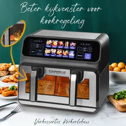 Jensaro Airfryer Dubbele Mand 9L XXL - 2200W Heteluchtfriteuse - 2x4,5L - LED Touchscreen - 10 Programma’s - Olievrij Frituren — thumbnail 9