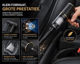 Draadloze handstofzuiger auto kruimeldief oplaadbaar 3-in-1 krachtige mini stofzuiger met opzetstukken compact voor auto en huis — thumbnail 2