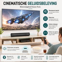 Mini soundbar, gaming soundbar met ingebouwde subwoofer surround sound, draadloze 5.0 Bluetooth-apparaatstreaming, GROTE afstandsbediening — thumbnail 3