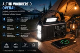 Mexhive® Noodradio met Powerbank 10.000 mAh – Zonne-energie & Dynamo – AM/FM Camping Radio voor Noodpakket & Kamperen — thumbnail 3
