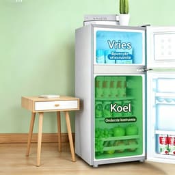 43L Mini-koelkast met dubbele deur heeft een vriesvak Dankzij het compacte formaat is hij ruimtebesparend en daardoor geschikt voor slaapkamers woonkamers keukens kantoren of studentenkamers — thumbnail 1