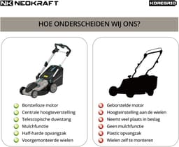 Neokraft - 40V Accu grasmaaier - 43cm maaibreedte - 5 Instelbare hoogtes - Incl 50L opvangbak - incl. accu & lader — thumbnail 3