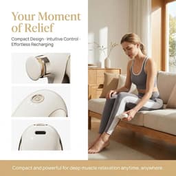 Mini massagepistool, spiermassager, stil en draagbaar, handmassageapparaat met 4 massagekoppen en 4 snelheden, elektrische rug- en nekmassager - platina. — thumbnail 3