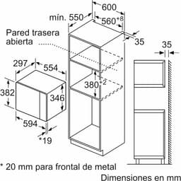 Inbouw Magnetron Zonder Rand 38 cm met Grill en 20 Liter Inhoud — thumbnail 2