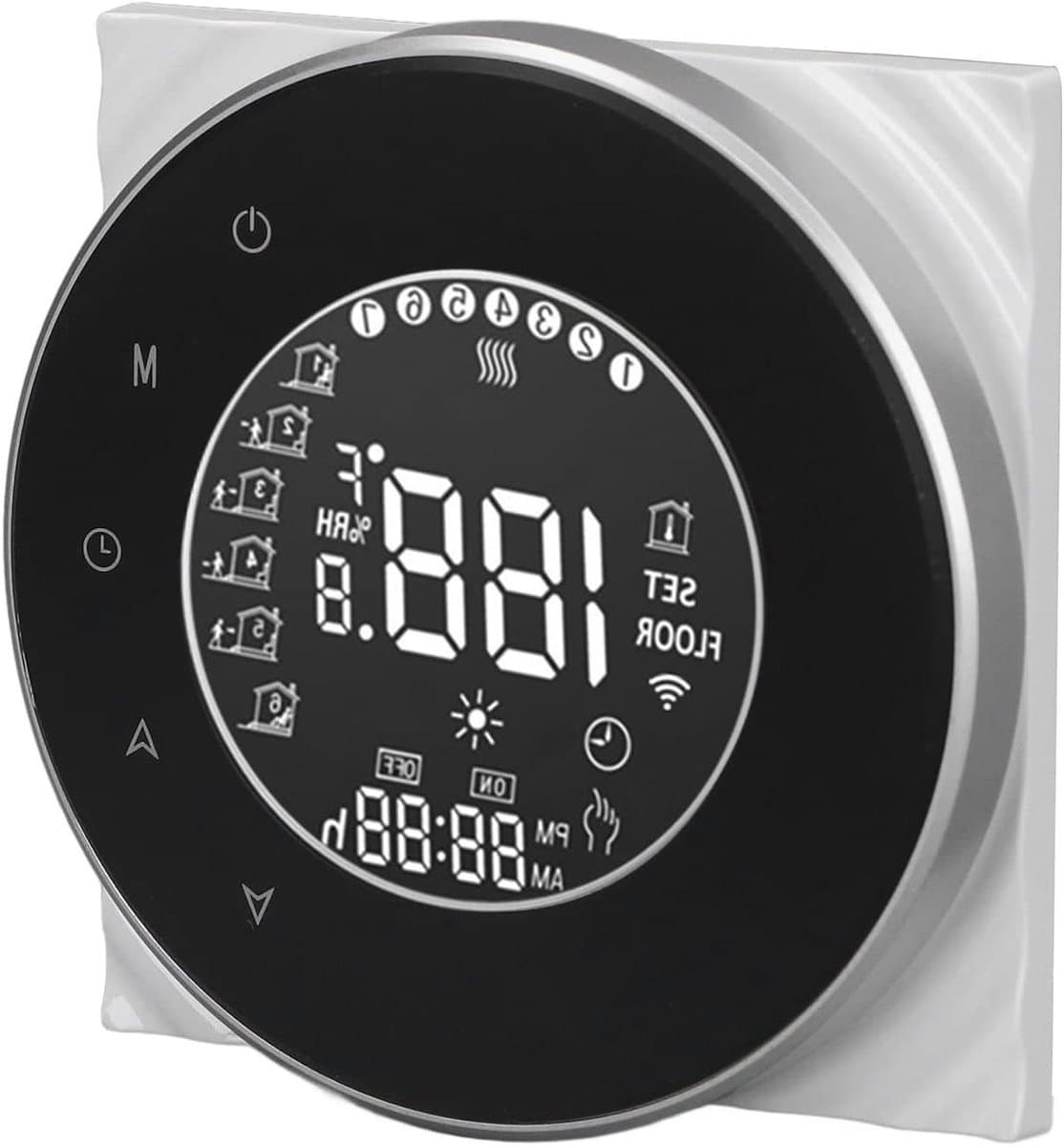 Slimme Thermostaat - Vloerverwarming Bediening - Comfort Verhoging - LCD Touchscreen Bediening - 95-240VAC - Zwart — afbeelding 1