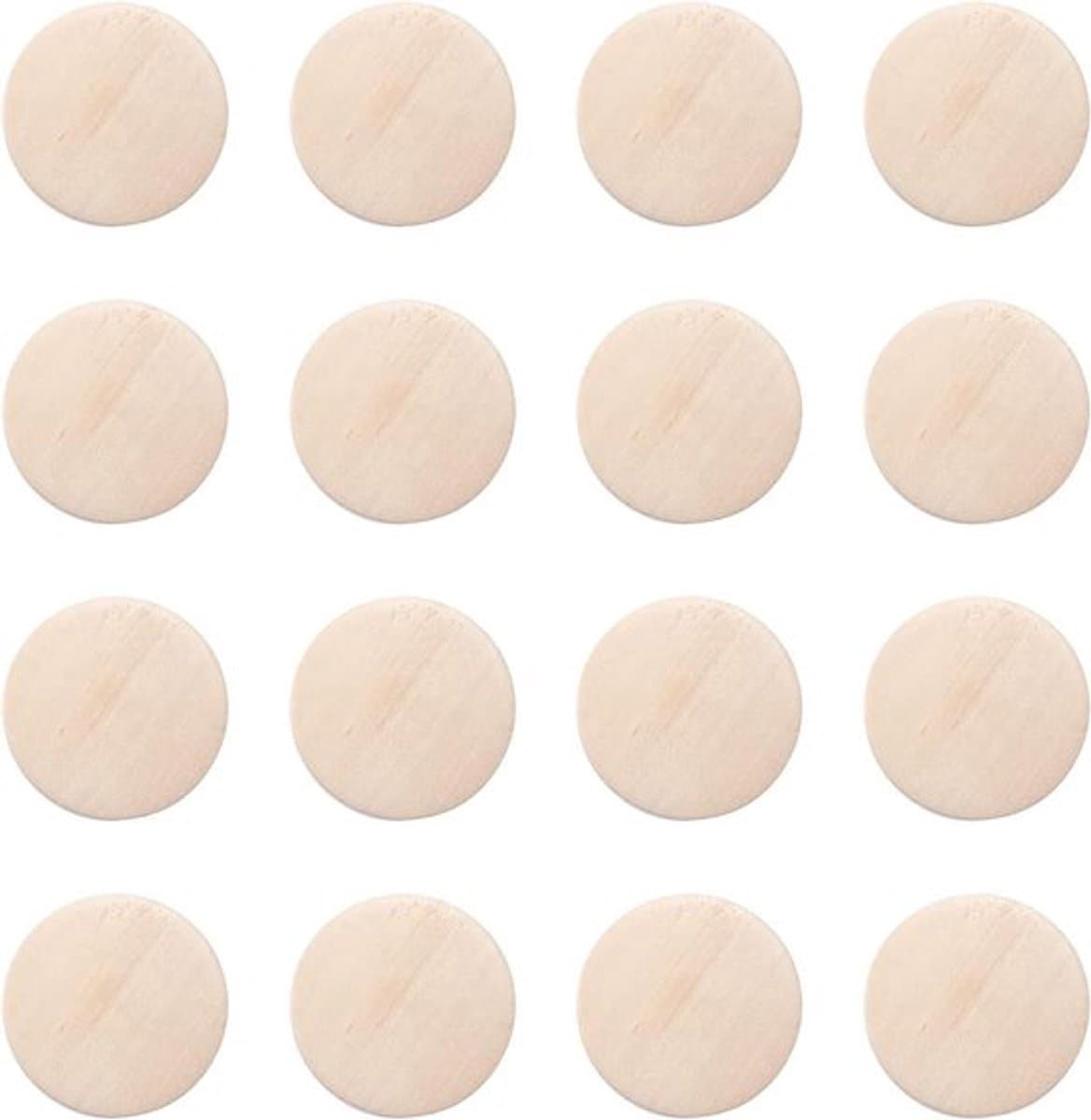 Set van 50 platte ronde houten kralen van 25 x 5 mm in natuurlijke, onafgewerkte staat voor creatieve knutselprojecten en sieraden maken — afbeelding 1