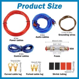 OUYLAF Kabelset Auto Versterker - audio kabel - 20 mm² audiokabelset - netsnoer - Subwoofer Kabelset Auto - auto-onderdelen - voor de meeste auto's — thumbnail 2