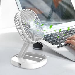 Elektrische Ventilator - Tafelventilator - Persoonlijke Koeling - Opvouwbaar en USB Oplaadbaar - 18x8.1x18 cm - Wit — thumbnail 5