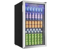 Norvia - Drankenkoelkast - Koelkast - Drankkoelkast - 90L - Glazen Deur - Verstelbare Planken - Stil - LED Verlichting - Grijs