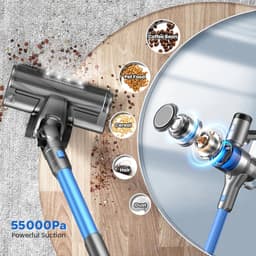 Genet 7 Store - Draadloze Steelstofzuiger 55KPa - 1L Stofbak - LED Batterijdisplay - Ideaal voor Dierenharen, Tapijten en Banken - Gold en Blauw — thumbnail 3