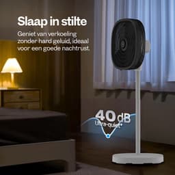 Dynter Staande Ventilator – Statiefventilator - Roterende ventilator – In hoogte verstelbaar & opvouwbaar (80 tot 125 cm) – Draaibare kop - Krachtig en geruisloos - Zilvergrijs – Diameter: Ø46.5 cm (AV25G) — thumbnail 4