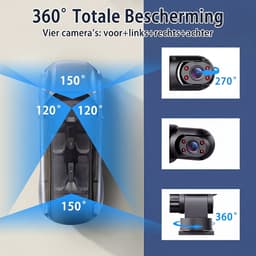 Dashcam Auto - 4 Lenzen (Voor, Achter, Links, Rechts) - 1080P Full HD - WiFi & GPS - Dashcams - Nachtzicht - G-Sensor - Parkeerbewaking - 3,16 Inch met App - Incl. 64GB SD-Kaart — thumbnail 4