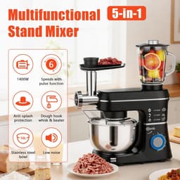 Elektrische Staande Mixer - Keukenmachine Deegklopper - Thuis Bakken Koken - 5-in-1 Multifunctioneel - 10L Kom - Zwart — thumbnail 5