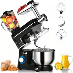 Elektrische Staande Mixer - Keukenmachine Deegklopper - Thuis Bakken Koken - 5-in-1 Multifunctioneel - 10L Kom - Zwart — thumbnail 1