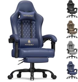 Vittanly - Game Stoel - Gaming Stoel - Gaming Stoel - Ergonomische Bureaustoel - Gamestoel - Verstelbaar - Gaming Chair - Inclusief voetensteun - Blauw — thumbnail 1