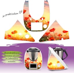 Keukenmachine Stickers - Decoratieve Folie - Keuken Decoratie - Precisie Pasvorm - 0.2mm Dikte - Klaprozen Roze — thumbnail 4