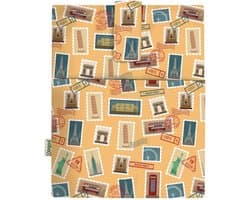 Boek Sleeve Cover - Boek Beschermer - Boeken Beschermen - Wasbaar Stof - 30.3 x 20.5 cm - Stamps