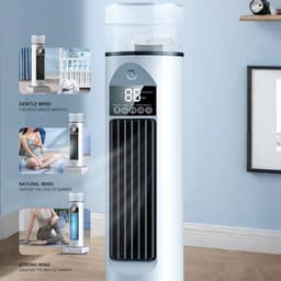 AC koelventilator - POrtable oscillerende bladloze ventilator met afstandsbediening | Staande ventilatoren voor thuis | 14,57 x 5,12 x 5,12 inch | LED-display, 12H timer, krachtige koelvloer, staande — thumbnail 3