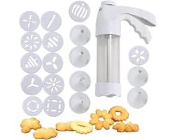Koekjespers Set - Bakstempel Keuken - Zelf Lekkernijen Maken - Snel Vulsysteem - 12 Schijven 6 Spuitmonden - Wit