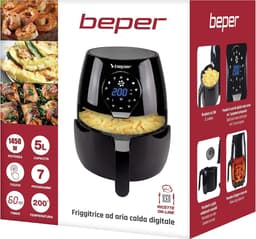 Airfryer Zonder Olie - Hetelucht Frituurpan - Gezond Koken - 7 Programma's Digitaal - 5 Liter Inhoud - Zwart — thumbnail 2