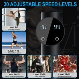 Massage Gun Back Massage Gun Deep Tissue Percussion Muscle Massage Gun for Athletes with 9 Massage Heads 30 Speeds Massage Gun for Pain Relief — thumbnail 5