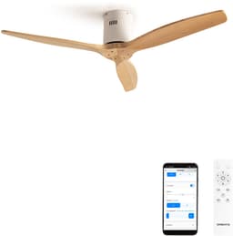 CREATE - Plafondventilator silent 100% hout 40W (Ø112cm) - Geen licht - WIFI + Afstandsbediening - 6 snelheden - Programmeerbaar - WIND CALM NATURAL WOOD — thumbnail 1
