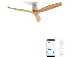 CREATE - Plafondventilator silent 100% hout 40W (Ø112cm) - Geen licht - WIFI + Afstandsbediening - 6 snelheden - Programmeerbaar - WIND CALM NATURAL WOOD — afbeelding 1