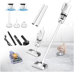 Steelstofzuiger met Dweilfunctie - Draadloze Schoonmaker - Vloeren Reinigen - 2-in-1 Nat-Droog - 200 ml - Grijs — thumbnail 1