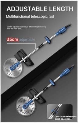 Elektrische Grasmaaier - Draadloos Tuingereedschap - Gazon Onderhoud - Borstelmotor Telescoop - Verstelbaar 105-140cm - Zwart — thumbnail 2