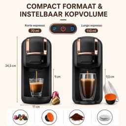 Jensaro 4-in-1 Koffiezetapparaat - Geschikt Voor Nespresso Dolce Gusto ESE Pads Gemalen Koffie - Voor Heet/Koud - 19 Bar - Zwart — thumbnail 4
