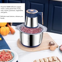 Keukenmachine - Voedselhakker - Eten Bereiden - Krachtige 500W Motor - 5L Kom - Roestvrij Staal — thumbnail 3