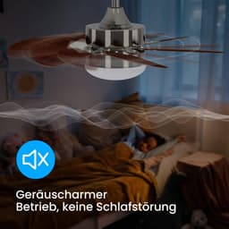 Plafondventilator met Lamp - Ventilatorlamp - Verkoeling en Verlichting - Zes Bladen - 75 cm - Chroom — thumbnail 3