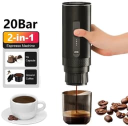 Archi Koffiezetapparaat – Koffiemachines – Capsule & Gemalen Koffie – 20 Bar – Voor Auto, Camping en Thuis - Zwart — thumbnail 1