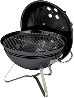 Premie Houtskool Barbecue - Smoker Barbecue - Draagbare Houtskoolgrill - met Deksel, Handvat & Verstelbare Ventilatiesleuven - BBQ voor Kamperen, Buiten, Tuin - 41 x 41 x 44 cm - Zwart — thumbnail 3